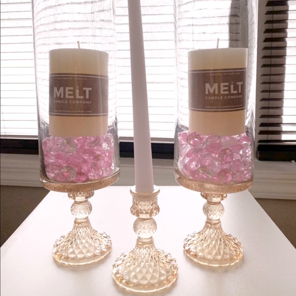 Hand Crafted Other - Candle Set- New Handmade Home Decor comes with New Candles + Holders